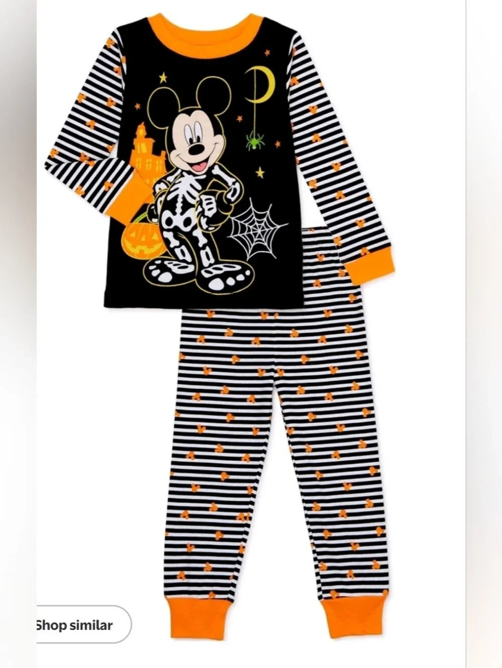 Mickey Mouse Halloween Baby Toddler Boy Long Sleeve Snug Fit Cotton Pajamas, 2pc